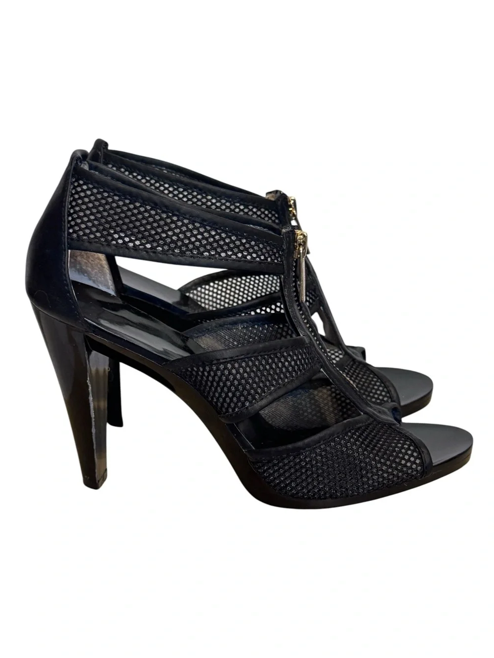 Michael Kors Black Berkley Strap Open Toe Heels